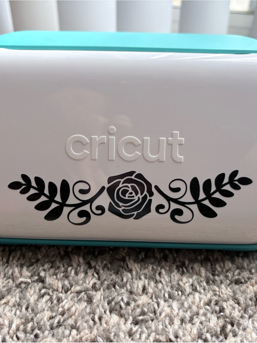 Cricut Joy Teal and White Craft Cutting Machine with Floral Vinyl Accent
